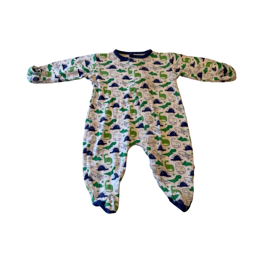 Magnetic Me E=mc2 Baby Boy Dinosaur Magnetic Footed Sleeper Cotton 3M White Blue - Picture 1 of 4